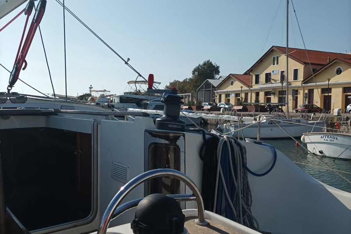Deck of Nela, a Beneteau Oceanis 37 sailboat at Municipal Unit of Lefkada, Greece