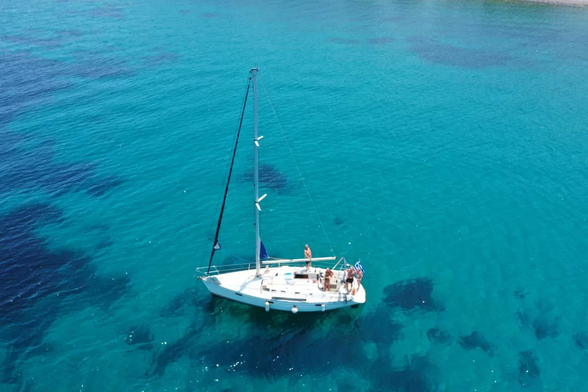 Exterior view of Nela, a Beneteau Oceanis 37 sailboat at Municipal Unit of Lefkada, Greece
