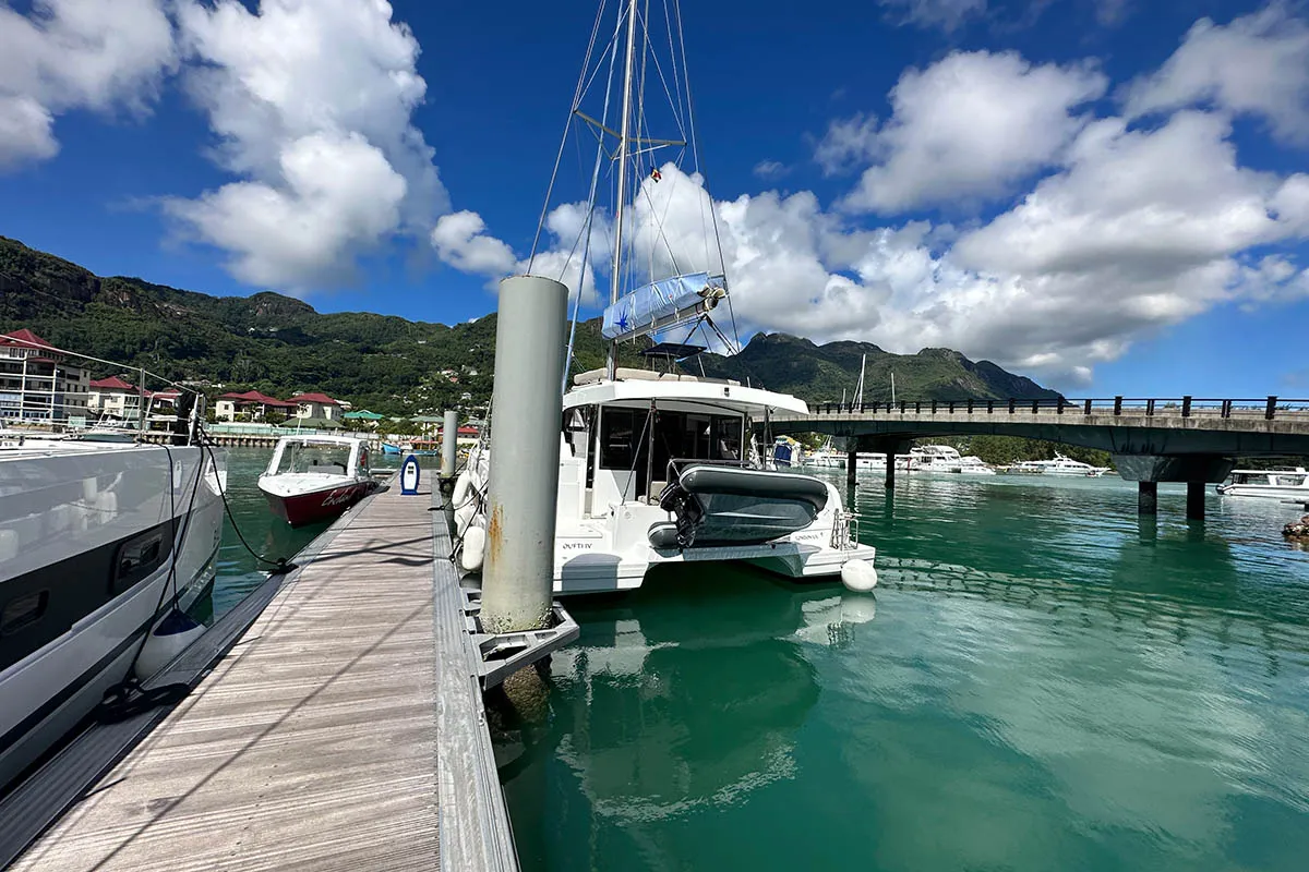 OUFTI IV, a Bali Catspace catamaran at Seychelles, Eden Island Marina, Seychelles
