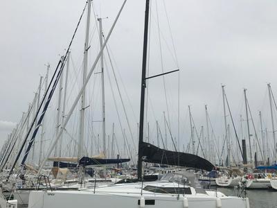 Exterior view of Spicy, a Pogo Structures Pogo 36 sailboat at Port de Bormes-les-Mimosas, France