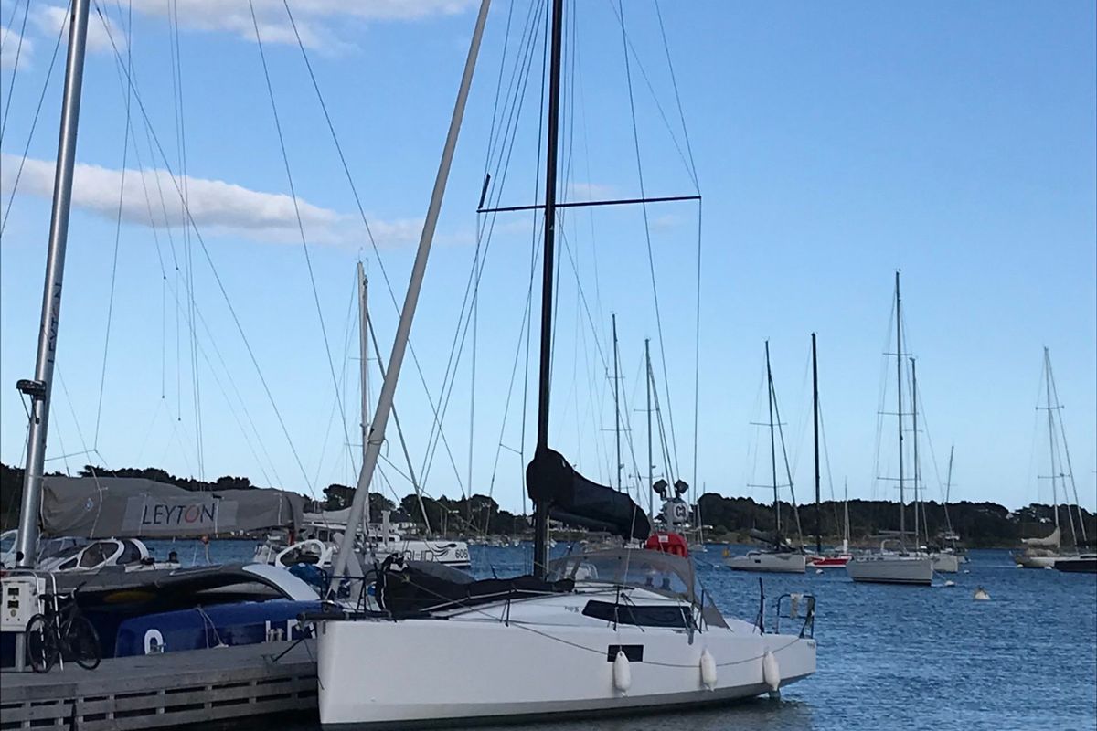 Exterior view of Spicy, a Pogo Structures Pogo 36 sailboat at Port de Bormes-les-Mimosas, France
