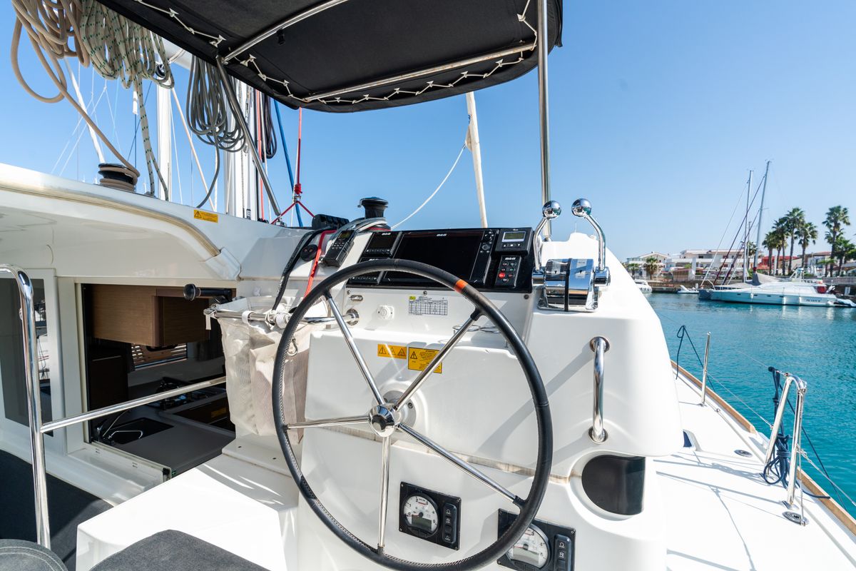 Cockpit of Nereo - Standard line, a Lagoon 40 catamaran at Tonnarella, Italy