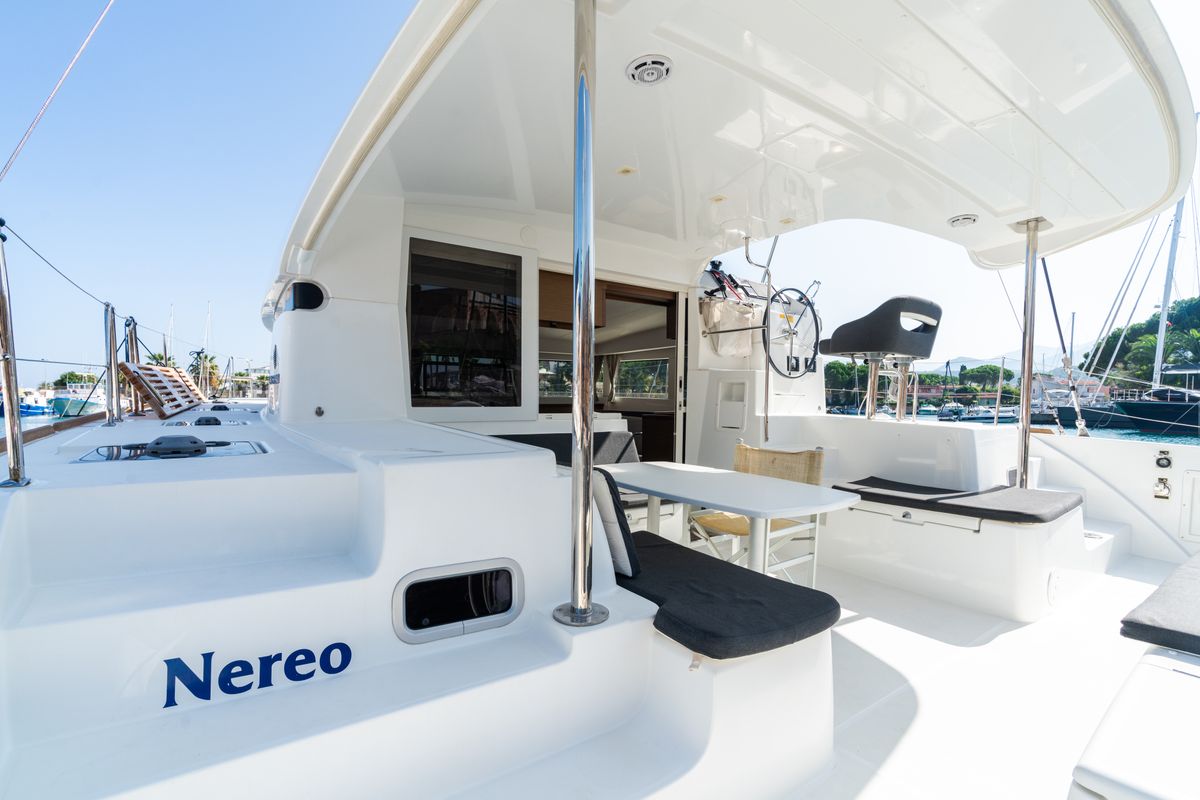 Cockpit of Nereo - Standard line, a Lagoon 40 catamaran at Tonnarella, Italy