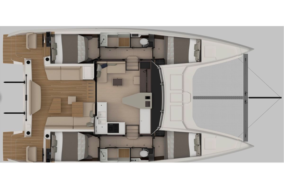 Floor plan of Seabird, a Nautitech 44 Open catamaran at Municipal Unit of Lefkada, Greece