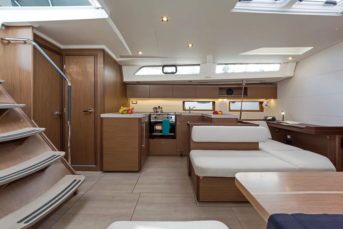 Salon of Yria, a Beneteau Oceanis 51.1 sailboat at Athens, Greece