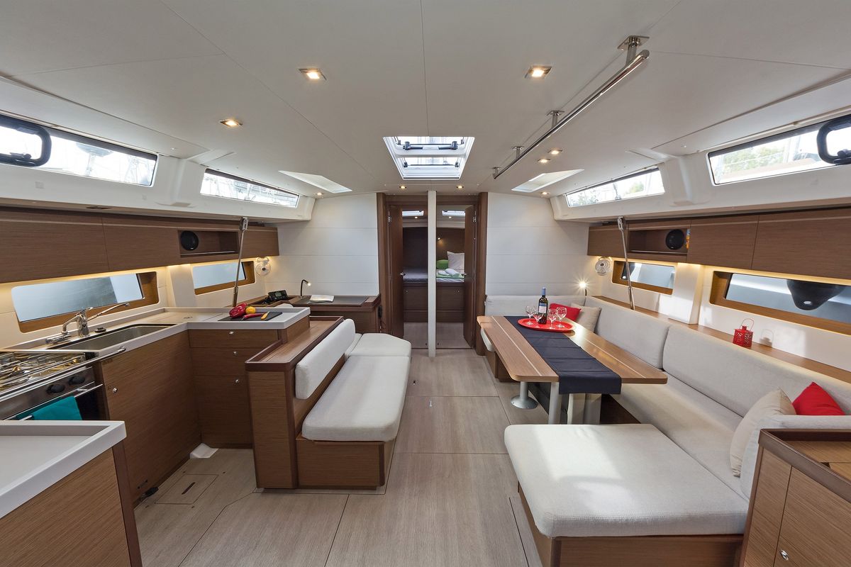 Salon of Yria, a Beneteau Oceanis 51.1 sailboat at Athens, Greece