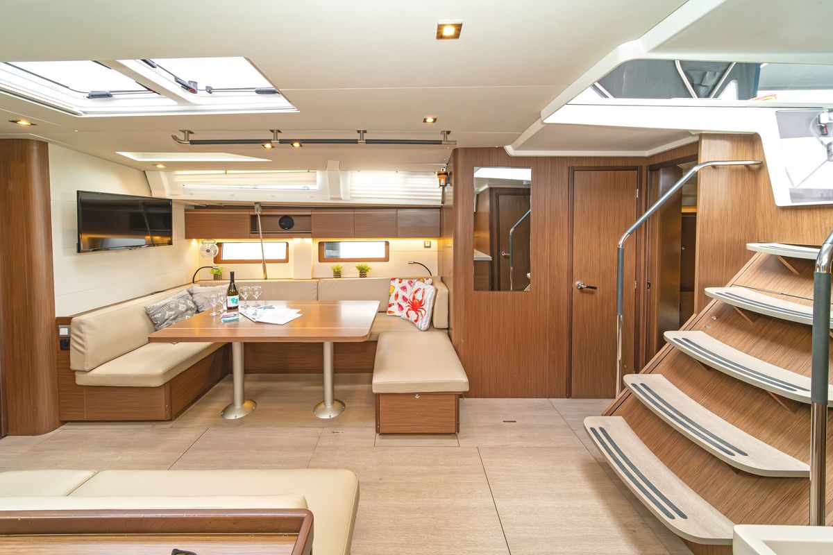 Salon of Yria, a Beneteau Oceanis 51.1 sailboat at Athens, Greece