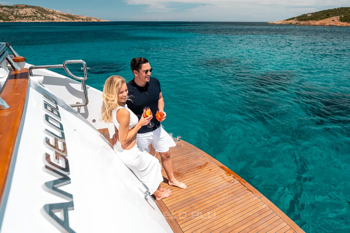 Deck of Angelo Blu, a Maiora 20S yacht at Cannigione, Italy