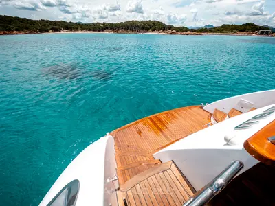 Deck of Angelo Blu, a Maiora 20S yacht at Cannigione, Italy