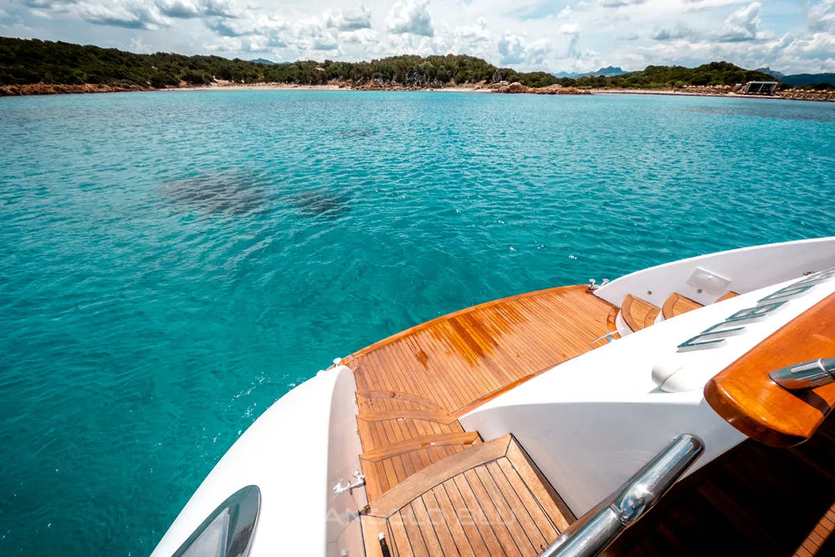 Deck of Angelo Blu, a Maiora 20S yacht at Cannigione, Italy