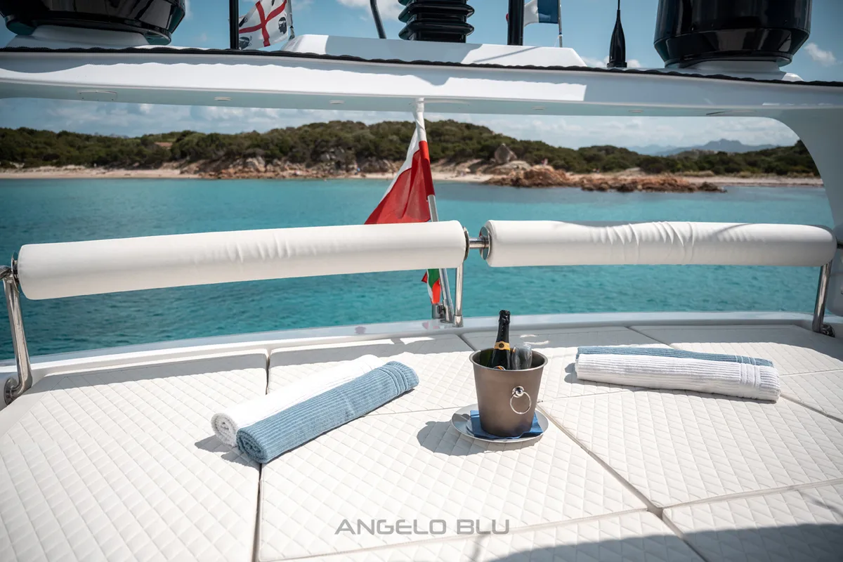 Deck of Angelo Blu, a Maiora 20S yacht at Cannigione, Italy