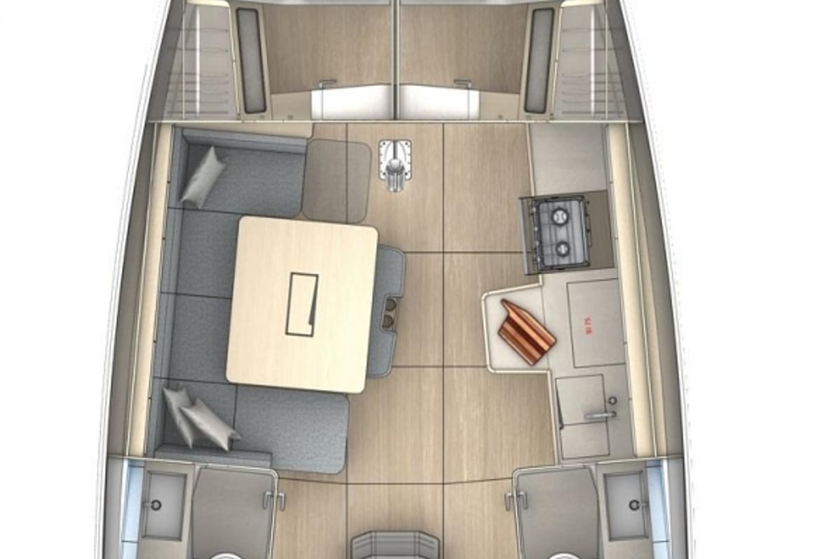 Floor plan of Stefy, a Dufour 41 sailboat at Piombino, Italy