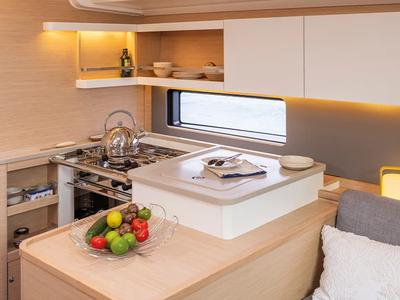 Galley of Junior Mary II, a Dufour 44 sailboat at Athens, Greece