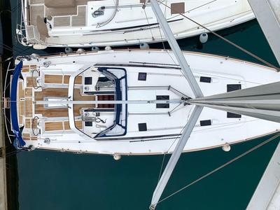 Deck of Alisa, a Beneteau Oceanis 48 sailboat at Athens, Greece