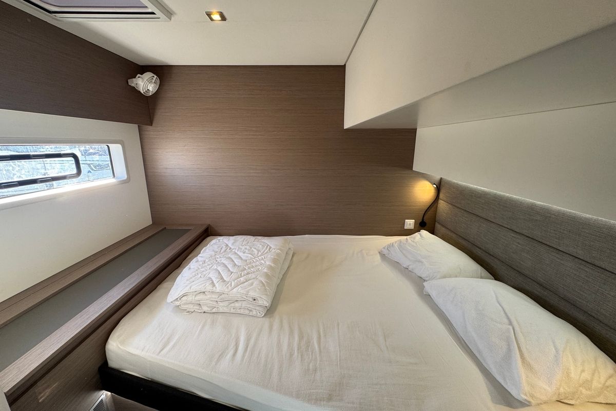 Cabin on Maeva, a Fountaine Pajot Aura 51 catamaran at La Rochelle, France