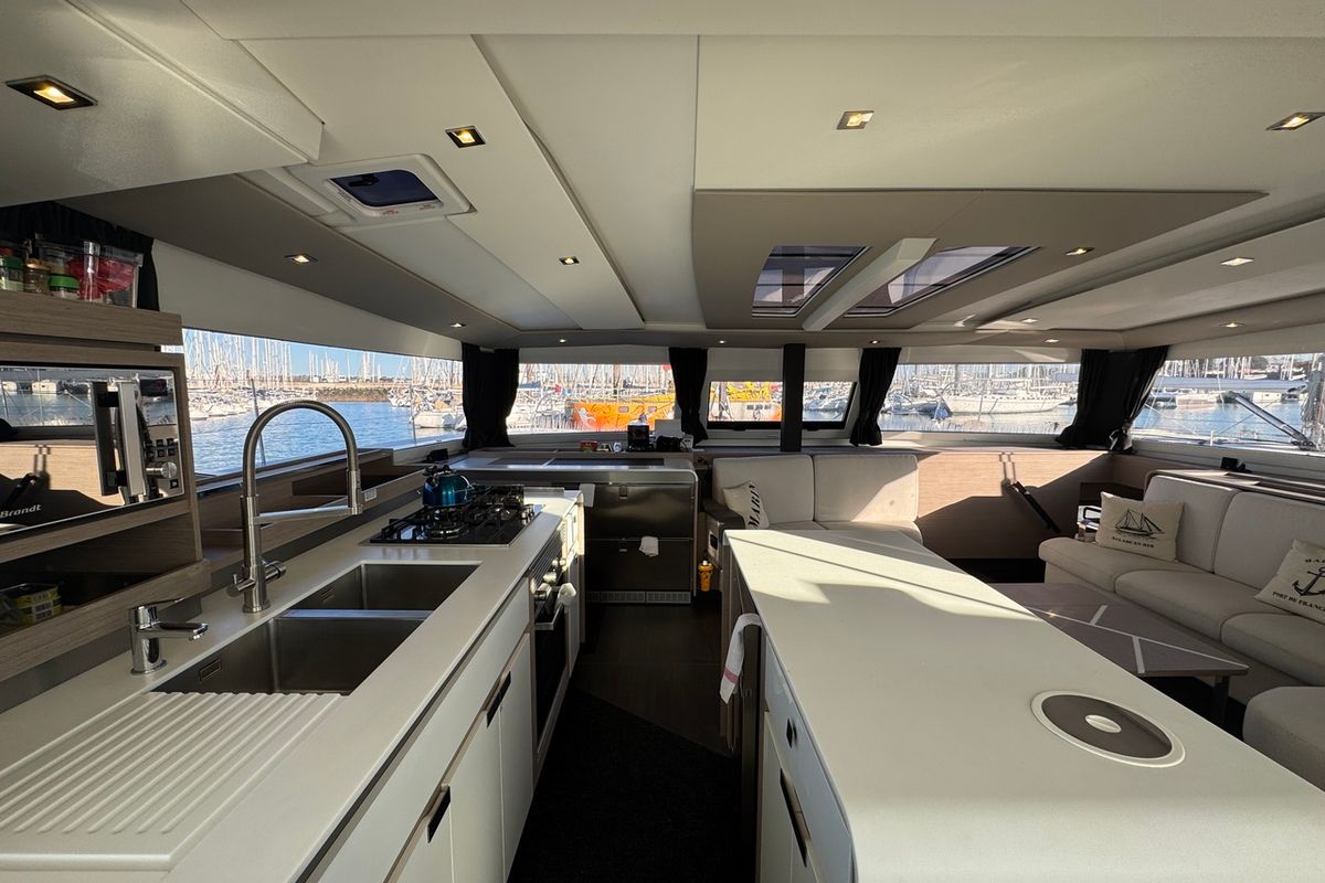 Galley of Maeva, a Fountaine Pajot Aura 51 catamaran at La Rochelle, France
