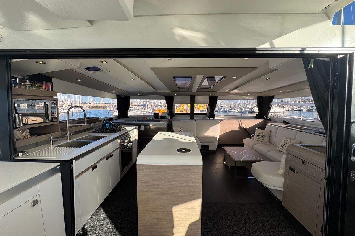 Galley of Maeva, a Fountaine Pajot Aura 51 catamaran at La Rochelle, France