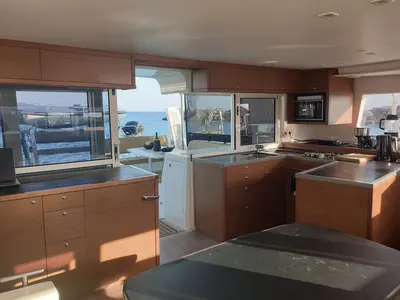 Galley of Madicon, a Lagoon 450 F catamaran at Athens, Greece