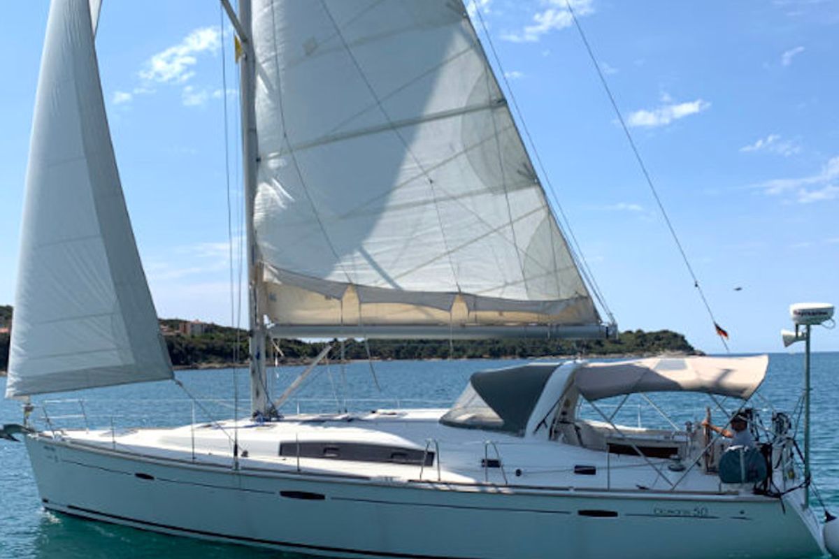 Exterior view of Big Tasty, a Beneteau Oceanis 50 sailboat at Općina Rogoznica, Croatia