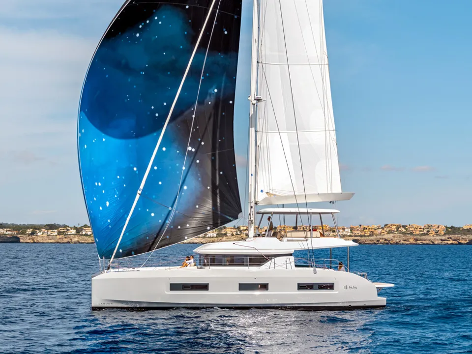 Lulu, a Lagoon Lagoon 55 catamaran at Municipal Unit of Nea Peramos, Greece