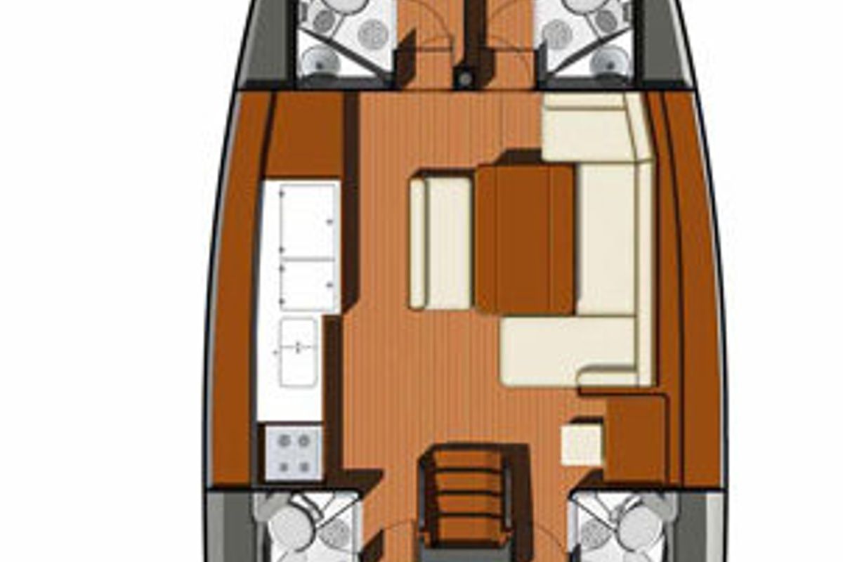Exterior view of Lady Joanna, a Jeanneau Sun Odyssey 49i sailboat at Općina Sukošan, Croatia
