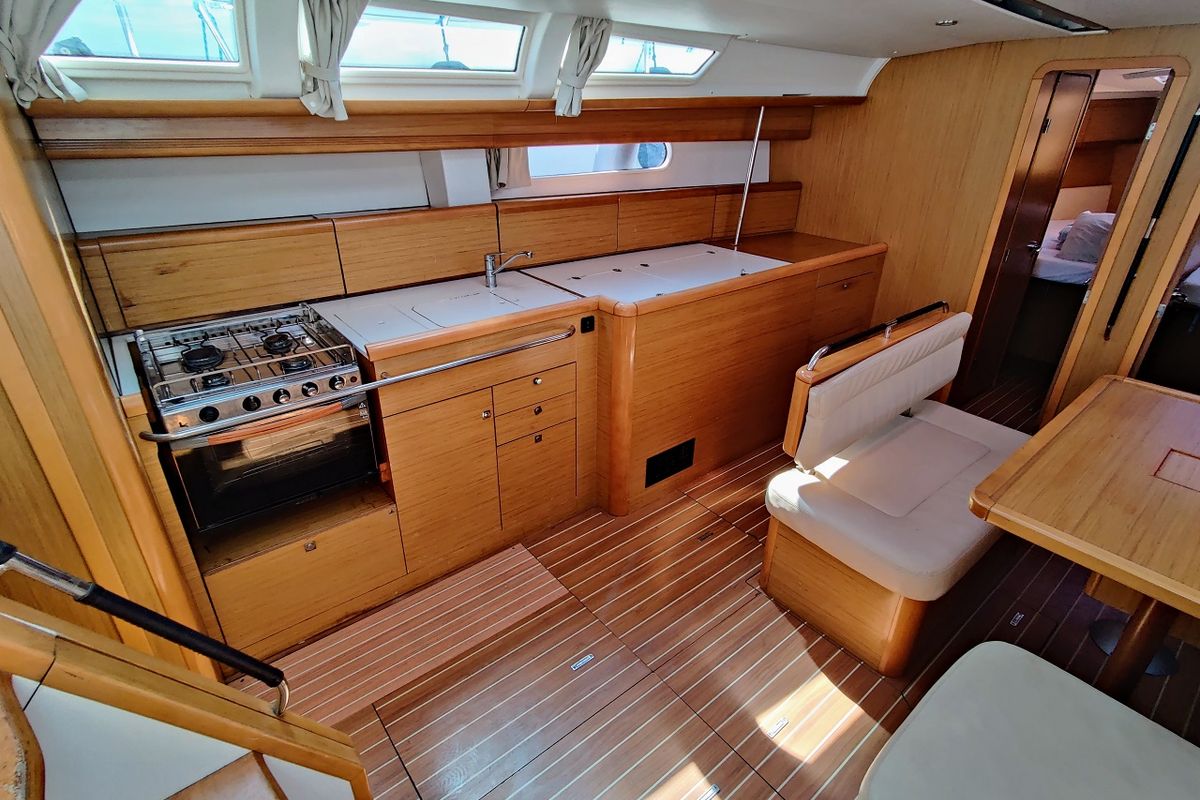 Galley of Lady Joanna, a Jeanneau Sun Odyssey 49i sailboat at Općina Sukošan, Croatia