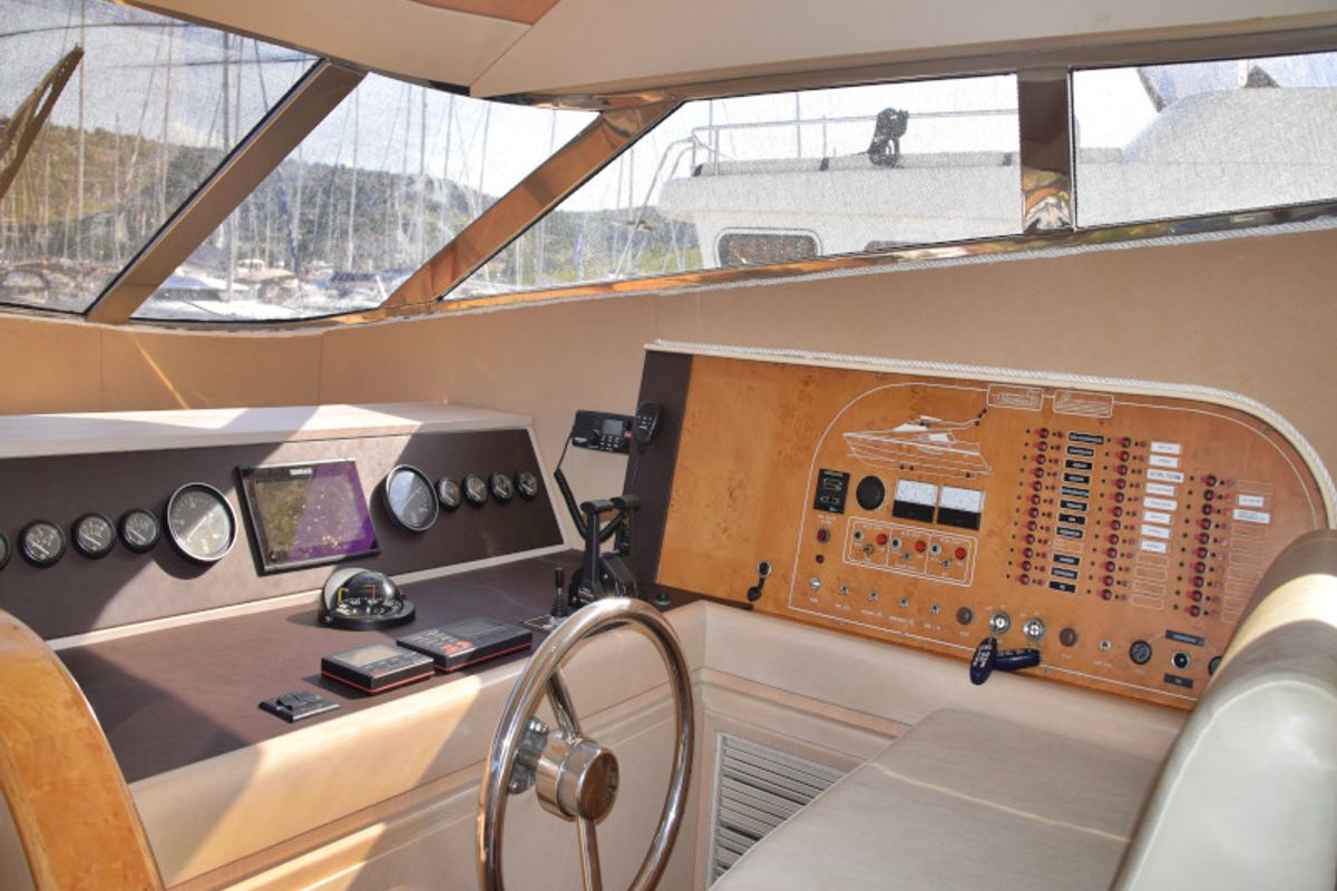 Cockpit of New Style , a Johnson 56 motorboat at Primošten, Croatia
