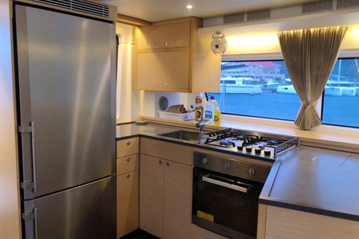 Galley of Queen Of Hearts, a Lagoon 52 catamaran at Athens, Greece