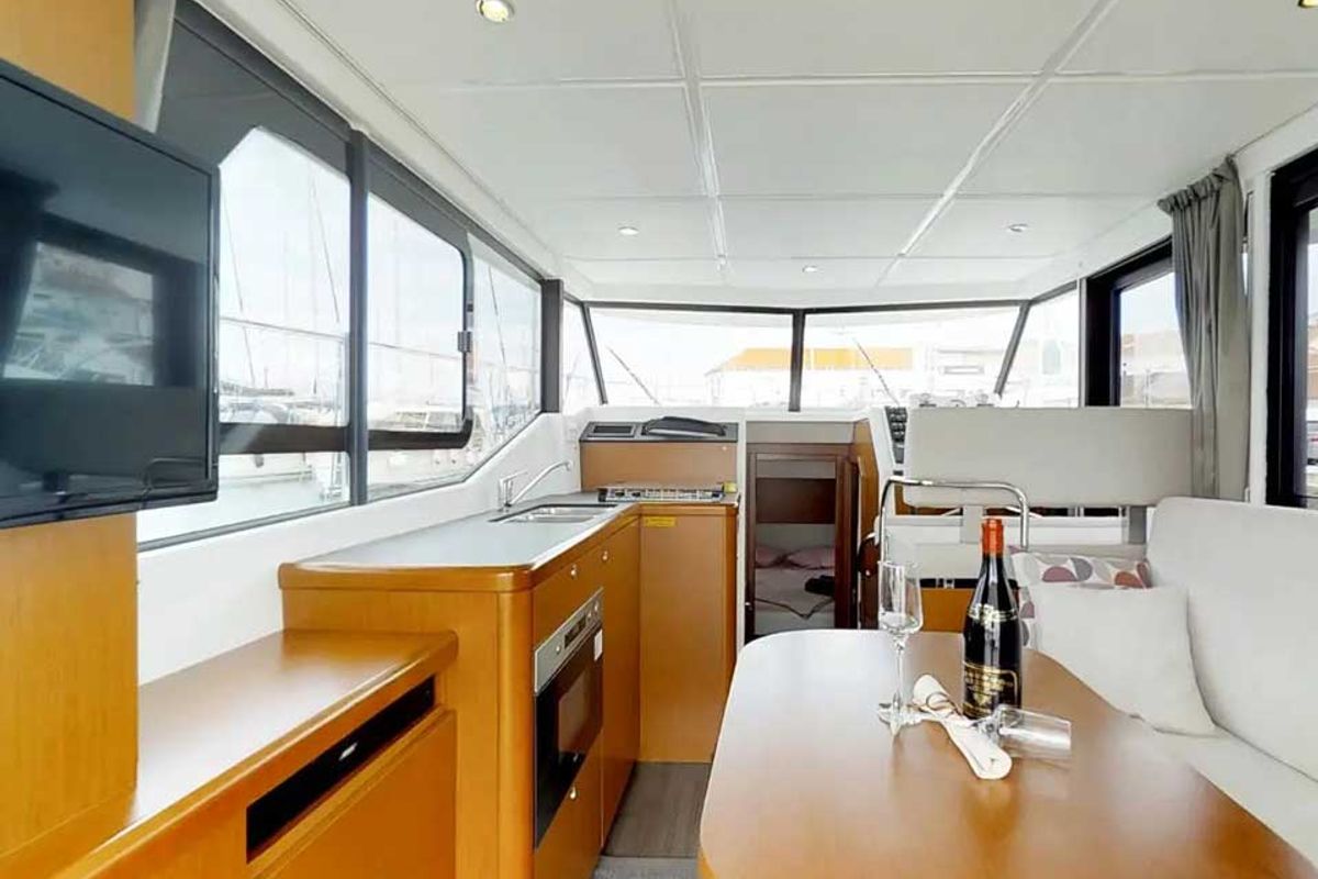 Salon of Odysseus, a Beneteau Swift Trawler 30 motorboat at Grad Trogir, Croatia