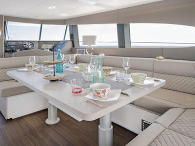 Salon of Premium, a Gulet x-reuse catamaran at Cogolin, France