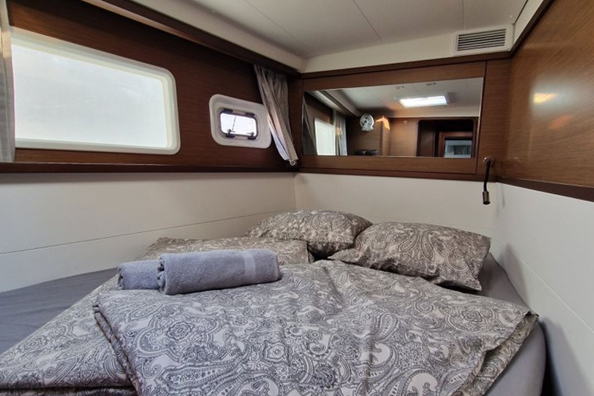 Cabin on Gecko, a Lagoon 450 S catamaran at Punat, Croatia