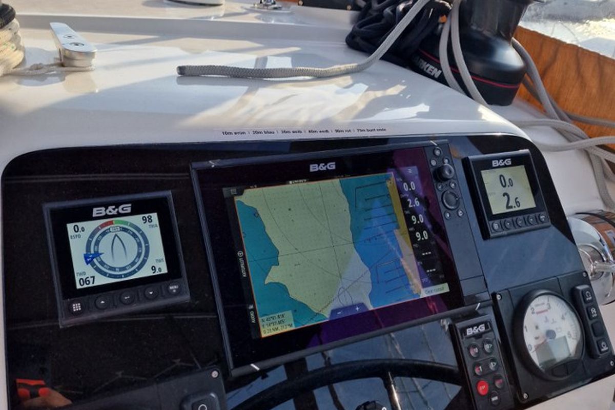 Cockpit of Gecko, a Lagoon 450 S catamaran at Punat, Croatia