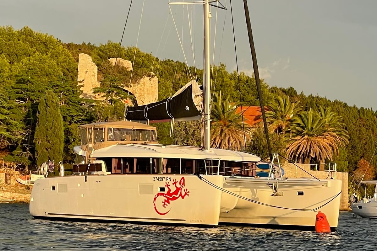 Gecko, a Lagoon 450 S catamaran at Punat, Croatia