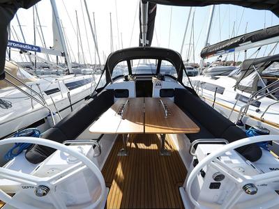 Deck of Urshy, a Elan Impression 45.1 sailboat at Grad Biograd na Moru, Croatia
