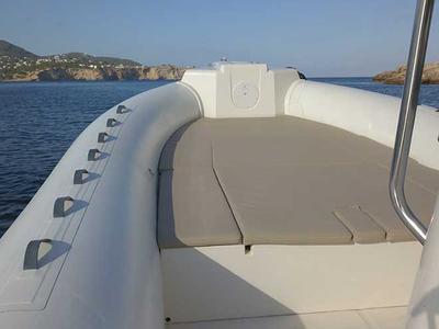 Deck of Maxi Rib, a Capelli Tempest 900 motorboat at Olbia, Italy