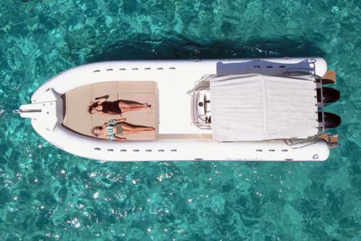 Exterior view of Maxi Rib, a Capelli Tempest 900 motorboat at Olbia, Italy