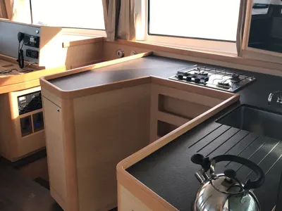 Galley of Benetnash II, a Lagoon 42 catamaran at Grand Anse, Grenada