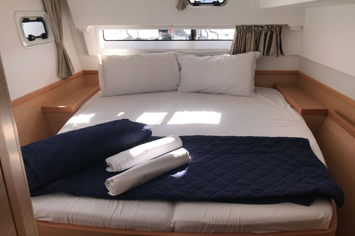 Cabin on Benetnash II, a Lagoon 42 catamaran at Grand Anse, Grenada