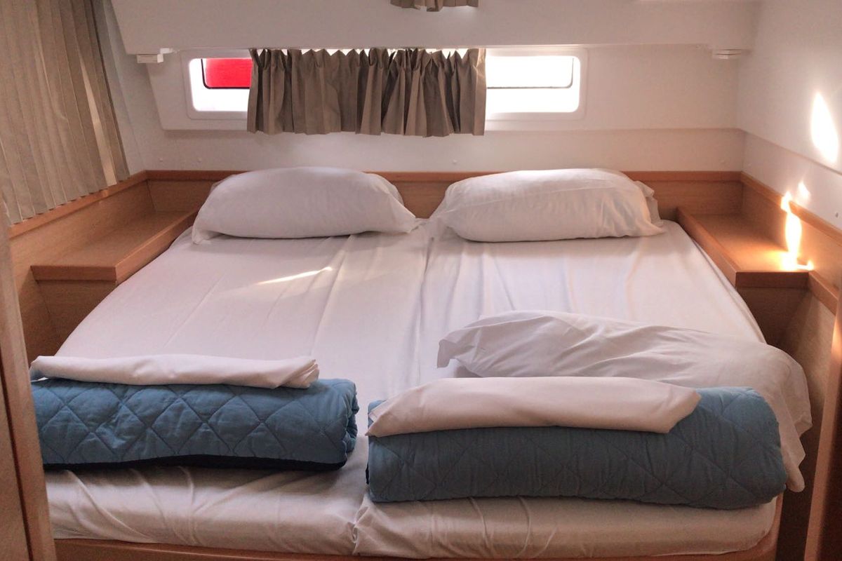 Cabin on Benetnash II, a Lagoon 42 catamaran at Grand Anse, Grenada