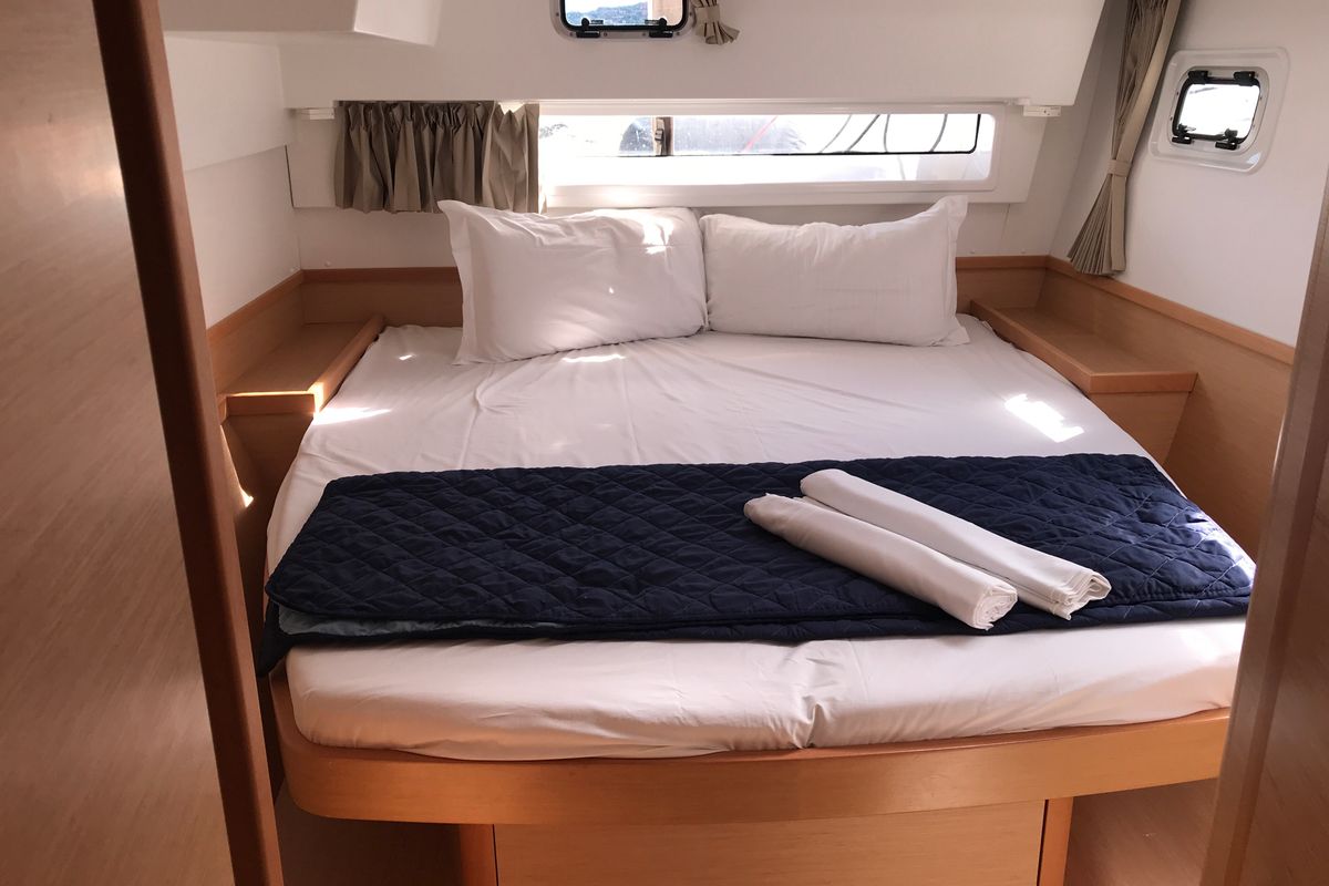 Cabin on Benetnash II, a Lagoon 42 catamaran at Grand Anse, Grenada