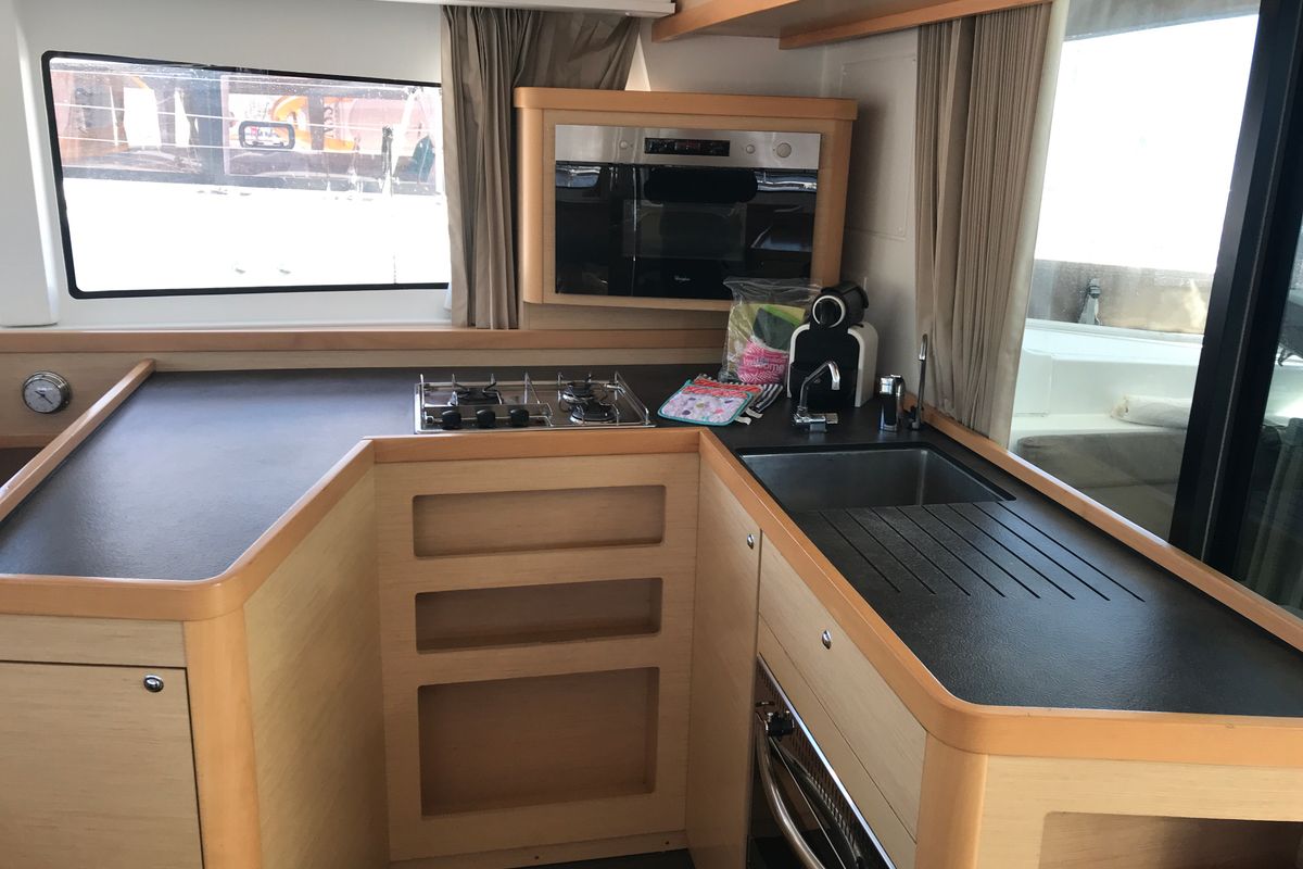 Galley of Benetnash II, a Lagoon 42 catamaran at Grand Anse, Grenada
