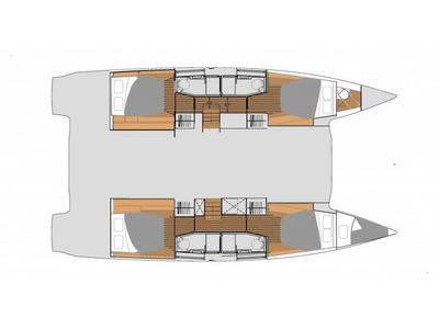 Floor plan of Night Breeze, a Fountaine Pajot Elba 45 catamaran at Kos, Greece