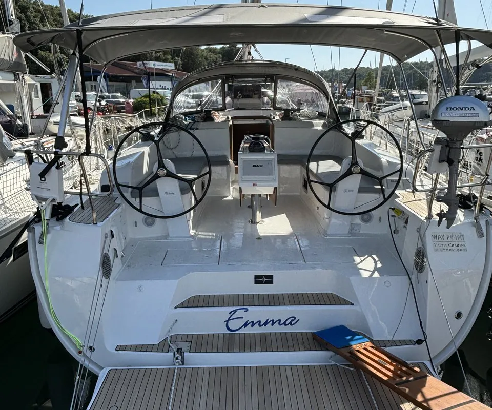 Exterior view of Emma, a Bavaria Cruiser 46 sailboat at Grad Pula, Croatia