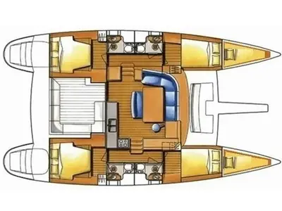 Floor plan of Providence, a Lagoon 410 S2 catamaran at Le Gosier, France
