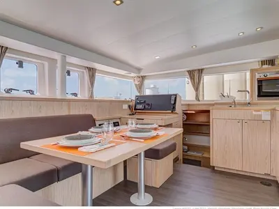 Salon of Providence, a Lagoon 410 S2 catamaran at Le Gosier, France