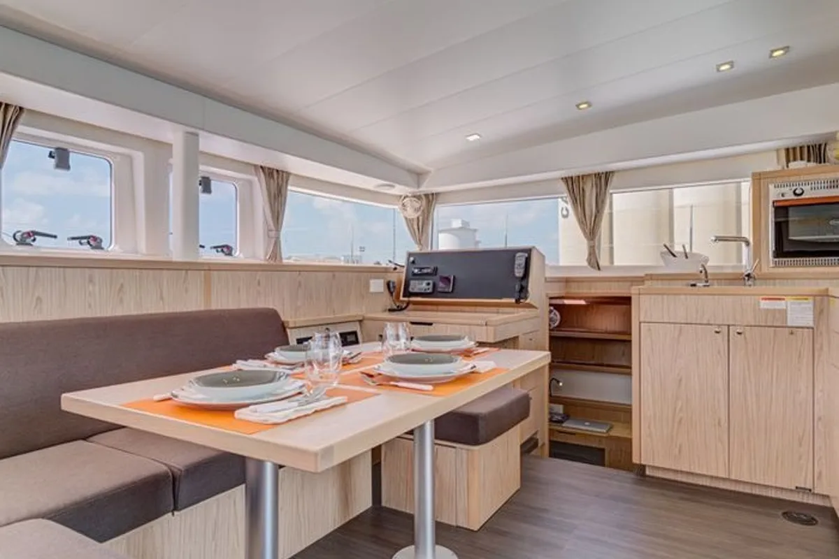 Salon of Providence, a Lagoon 410 S2 catamaran at Le Gosier, France