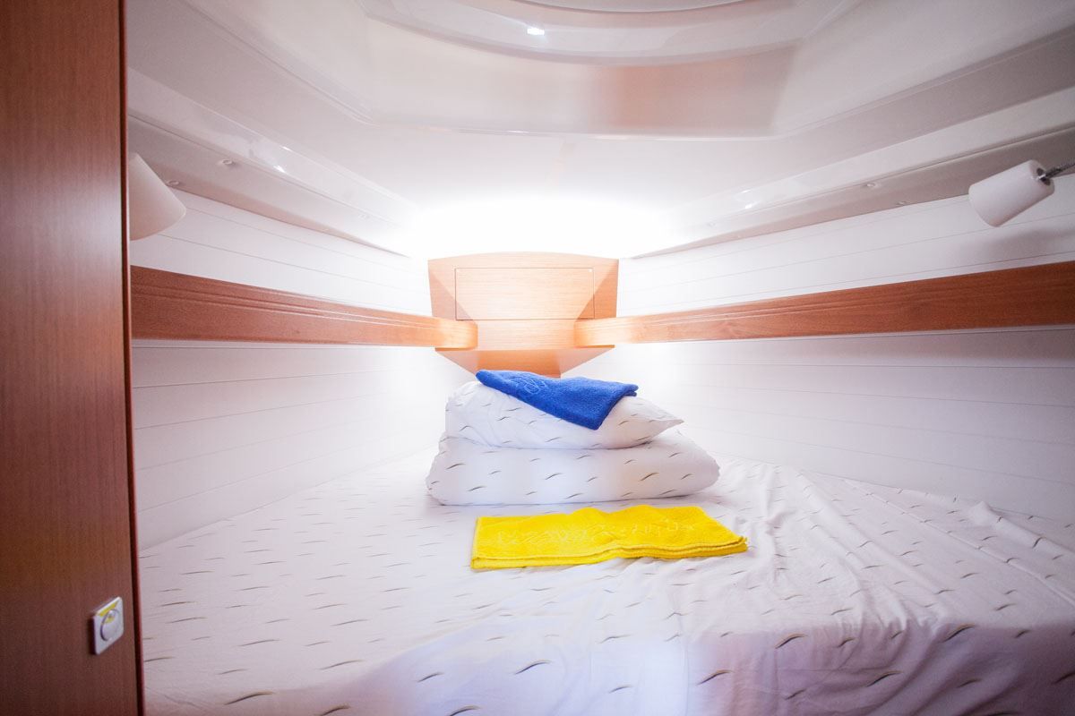 Cabin on Take Five, a Bavaria Cruiser 34 sailboat at Dubrovnik, Croatia