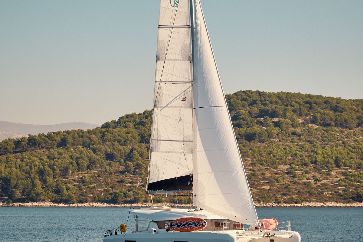 Exterior view of Jasmine I, a Lagoon 42 catamaran at Grad Trogir, Croatia