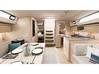 Salon of Fedra, a Beneteau Oceanis 46.1 sailboat at Olbia, Italy