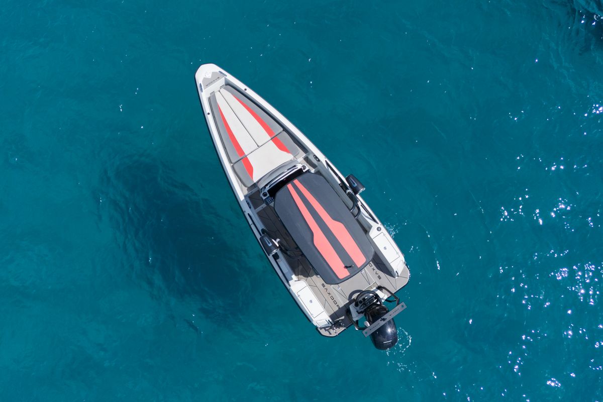 Exterior view of Mistral, a Saxdor Yachts Saxdor 200 Sport motorboat at Ibiza, Spain